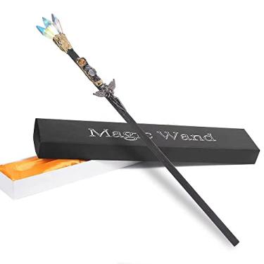 Imagem de Bubbmi Crystal Magic Wand, Gemstone Wizard Witch Sorcerer Wands Costume Props Cosplay Party Accessories with Gift Box (White 3)