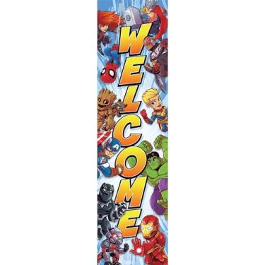Imagem de Eureka Marvel Heroes Welcome Back to School Decoração de porta de sala de aula 30 cm x 119 cm