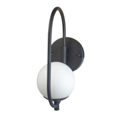 Imagem de Arandela Parede Online Preta Globo De Vidro Branco