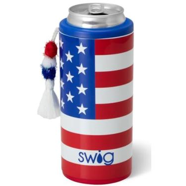 Imagem de Refrigerador de latas Swig Slim, suporte de lata skinny isolado, refrigerador de latas de a o inoxid vel para latas altas e skinny, compat vel com garra branca, verdadeiramente, meio-dia, Michelob