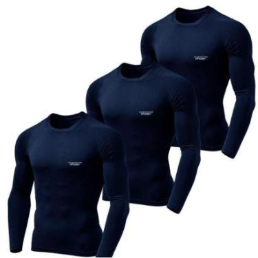 Imagem de Kit 3 Camiseta Camisa Térmica Segunda Pele Manga Longa Proteção Solar UV 50+ Termica Masculina-Masculino