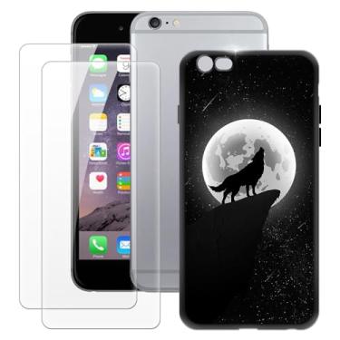 Imagem de MILEGOO Capa para iPhone 6 Plus + 2 peças protetoras de tela de vidro temperado, capa ultrafina de silicone TPU macio à prova de choque para iPhone 6S Plus (5,5 polegadas)