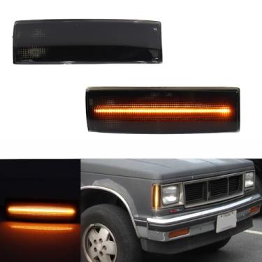 Imagem de Tonsya Para Chevy S10 GMC Jimmy S15 Oldsmobile Luz Marcador Lateral de Para-choque Frontal Âmbar LED Lente Fumada GM2551108, GM2550116