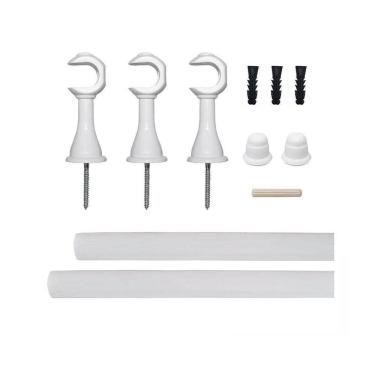 Imagem de Kit Varão Suporte Simples Cortina Ponteira 19Mmx4M Branco