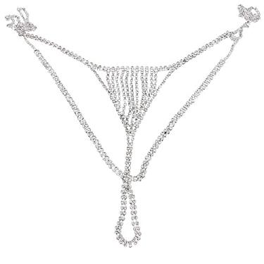 Imagem de Calcinha fio dental com strass, corrente de cristal, cintura de cristal, fio dental, adjustable, Cristal