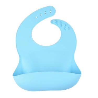 Imagem de Babador ajustável em silicone infantil para bebês e crianças Azul
