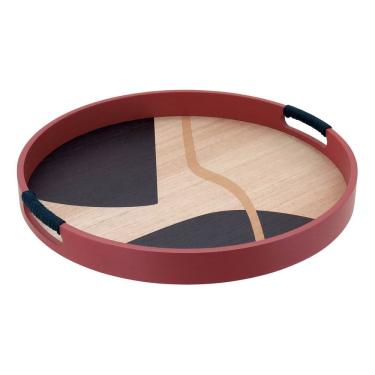 Imagem de BANDEJA REDONDO MDF 4x40x40cm MARROM DECORATIVO PARA SERVIR