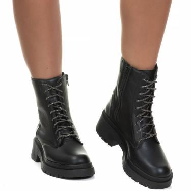 Imagem de Bota Coturno Feminino Tratorado Cano Médio Preto Estilo Shoes