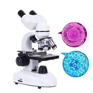 Imagem de Microscópio Composto Binocular (100000X), Iluminação LED + Rotação De 360 ​​graus, 6 Filtros De Cor + 2 Fontes De Alimentação, Conversor De 4 Furos, Para Laboratório Escolar