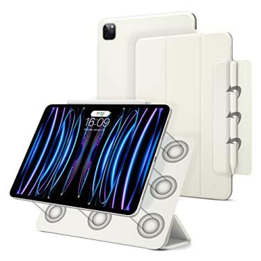 Imagem de Capa magnética para iPad Pro de 11 polegadas 4ª/3ª/2ª geração (2022/2021/2020), capa fina e inteligente, suporte leve com três dobras, hibernar/despertar automático, suporta carregamento Apple Pencil