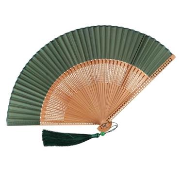 Imagem de zaoalife Ventilador dobrável chinês retrô para decoração de casa, alça esculpida, leque dobrável de bambu, portátil, com borla, antiguidade, ventiladores dobráveis