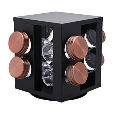 Imagem de Mimo Style Porta Condimentos De Encaixe Compacto, em Aço Inoxidável na Cor Preta. O Conjunto Com 08 Pçs Ainda Conta com um Suporte Para Organizar os Temperos. É a Melhor Escolha Para Especiarias