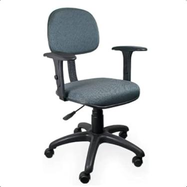 Imagem de Cadeira Secretária Giratória de Escritório com Braços, Estofada em Tecido Ergonômico Cinza, Estrutura de Aço e Rodízios de Nylon - Escritex