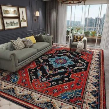 Imagem de Decoração de sala de estar Tapete europeu retrô Tapetes grandes para decoração de quartos Tapete de chão Vestiário Tapete de sala, veludo cristal 6.150 x 200 cm 59 x 78,7 pol.