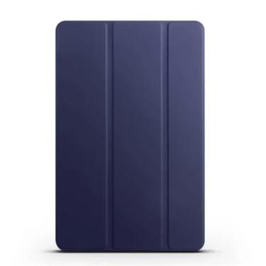 Imagem de Capa inteligente para tablet Lenovo Tab P12 de 12,7 polegadas 2023 com suporte triplo de TPU macio para Xiaoxin Pad Pro 12,7 TB371FC com ativação automática (azul escuro, Xiaoxin Pad Pro 12,7)