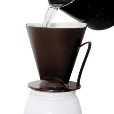 Imagem de Porta Filtro De Café Marrom Suporte Coador Café Plástico para Filtro Com Funil Para Garrafa