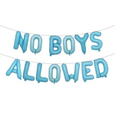 Imagem de Pajama Mean Girls Ladies Night Decorations for Adults – No Boys Allowed Balloons banner – Slumber Sleepover Spa Party Supplies for Girls (NO BOYS ALLOWED Light Blue)