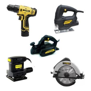 Imagem de Kit Tico Tico Lixadeira Parafusadeira Sem Fio Serra Circular E Plaina 