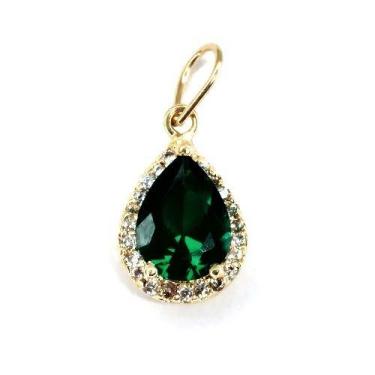 Imagem de Pingente de ouro 18k Crisoprásio gota - Elegancy Joias