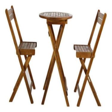 Imagem de Conjunto Para Varanda Dobravel 2 Cadeiras E 1 Mesa - Madeira - Jhc