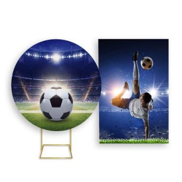 Imagem de Painel De Festa Redondo 1,50x1,50 + Painel Vertical 1,50x2,20 - Futebo