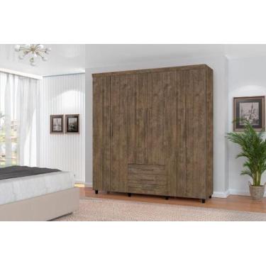 Imagem de Roupeiro Guarda Roupas TI Casal 6 Portas Cor Canela - SM