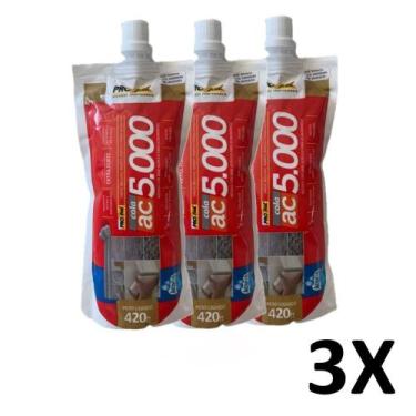 Imagem de Kit 3 Cola Moldura Sanca Rodapé Rodateto Bico Aplicador 420G - Colarod