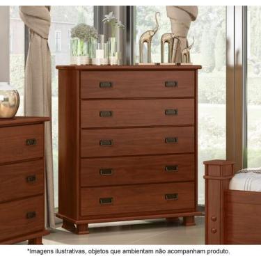 Imagem de Cômoda para Quarto 05 Gavetas em Madeira Maciça Itália Avelã - Straub 