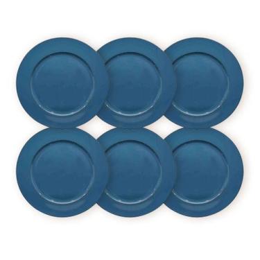 Imagem de Kit 6 Un Sousplat Redondo Azul Escuro 33Cm Rafimex