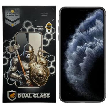 Imagem de Gshield Película de Fibra de Vidro 10H Proteção Contra Arranhões e Impactos, Alta Sensibilidade Tela Toda, Dual Glass Preta (iPhone XS Max / 11 Pro Max)