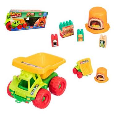 Imagem de Brinquedo Infantil Educativo Veículo Didático Caminhão Caçamba Com Blo