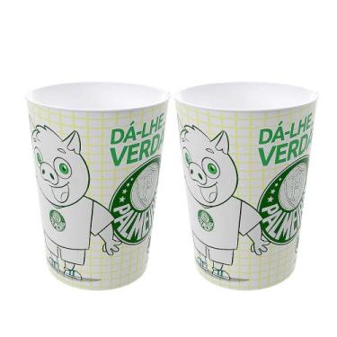 Imagem de 2 Copos Estampa do Verdão Palmeiras Original Plasútil Oficial Futebol,