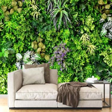 Imagem de Papel de Parede Foto Mural Folhas para Sala Quarto Autocolante 100x100