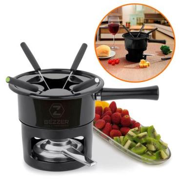 Imagem de Conjunto Panela Fondue Esmaltada Antiaderente 8 Pçs Base Fixa Viena Pr