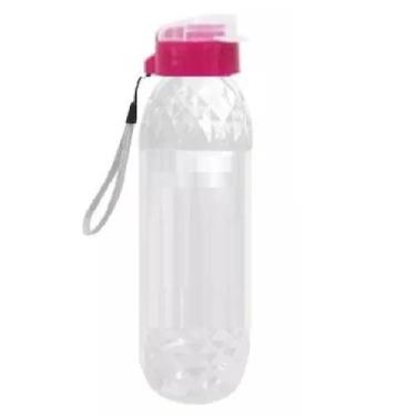 Imagem de Garrafa Squeeze de Plástico Para Bebidas Com Alça  600ml - Ami, Rosa