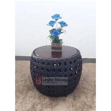 Imagem de Mesa de Centro Em Fibra Sintética e Alumínio Ômega Com Tampo de Madeir