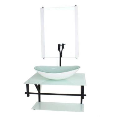 Imagem de Gabinete de vidro para banheiro 60cm ap cuba oval  branco full com tor