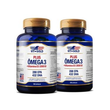 Imagem de Ômega 3 Plus com vitamina D3 2000 UI Vitgold  Kit 2x 100 caps.