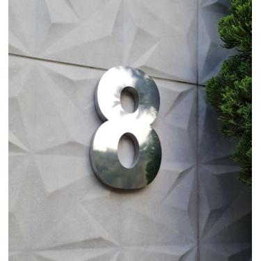 Imagem de Número 8 residencial em aço inox 30cm Casa Portão 3d- Estoque disponív