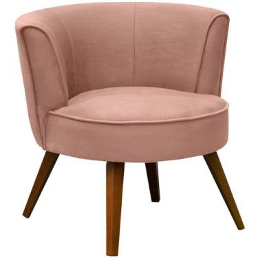 Imagem de Poltrona para Sala e Escritório Decorativa Lara - Konfort, Veludo Rosê