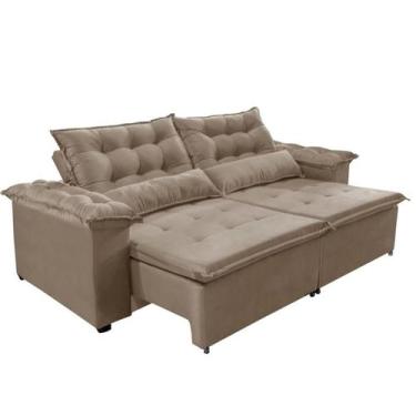 Imagem de Sofá Top Veneza 2 metros Retrátil com Molas Veludo Light Castor - Sofá