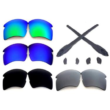 Imagem de 5 conjuntos de lentes de reposição Galaxy para óculos de sol Oakley Flak 2.0 ou Flak 2.0 XL, lentes polarizadas preto/azul/verde/prata/kit de borracha, 5 pares, Flak 2.0 And Flak 2.0 XL