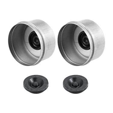 Imagem de X AUTOHAUX 2 peças 6.9 cm Trailer Axle Dust Cap Cup Grease Cover com 2 plugues de borracha conjunto para Dexter EZ Lube Trailer Camper 7000 a 3,628 kg Rolamento do cubo da roda do eixo