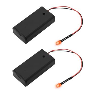 Imagem de OTOTEC Pacote com 2 alarmes falsos de LED vermelho de 5 mm com suporte de bateria pré-fio para carros, barcos, motocicletas, garagem, pilhas AA não incluídas