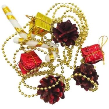 Imagem de Kit 5 Corrente Cordão Bengala Pinha Pendente Enfeite Natal