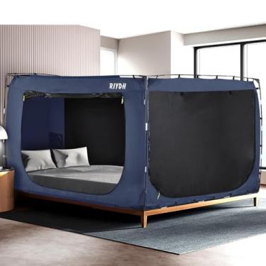 Imagem de RIYDH Barraca de cama com dossel de cama queen size para adultos e crianças - barraca de sonho portátil de design original barraca de dormir interna 80% blackout com 3 portas barracas respiráveis