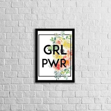 Imagem de Quadro Girl Power 45x34cm - com vidro - Quadros On-line, Madeira preta