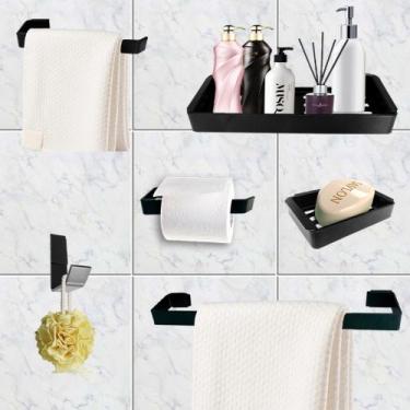 Imagem de Kit Para Banheiro Luxo Quasar Preto 6 Peças - VSA