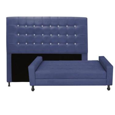 Imagem de Kit Félix com Cabeceira Dama com Strass 1,95 cm King Size Baú Quarto S