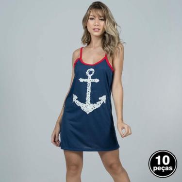 Imagem de Kit 10 Camisola Pijama Alça Malha Estampada Sem Bojo Curta Atacado - V